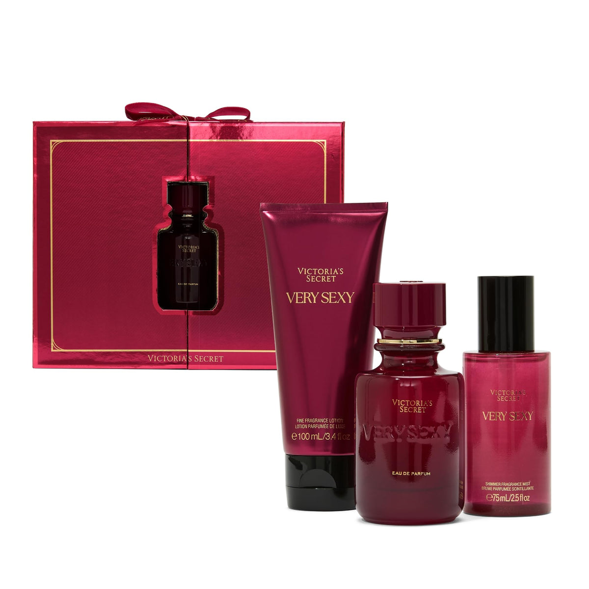 Victoria's Secret front packaging showing the three-piece gift set, elegant presentation