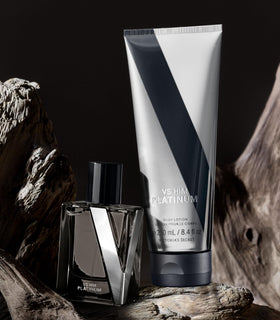 Victoria's Secret size comparison with 8.4 oz bottle showing travel-friendly volume