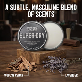 Victory Barber & Brand paste texture on palm showing dry, matte consistency for natural hold