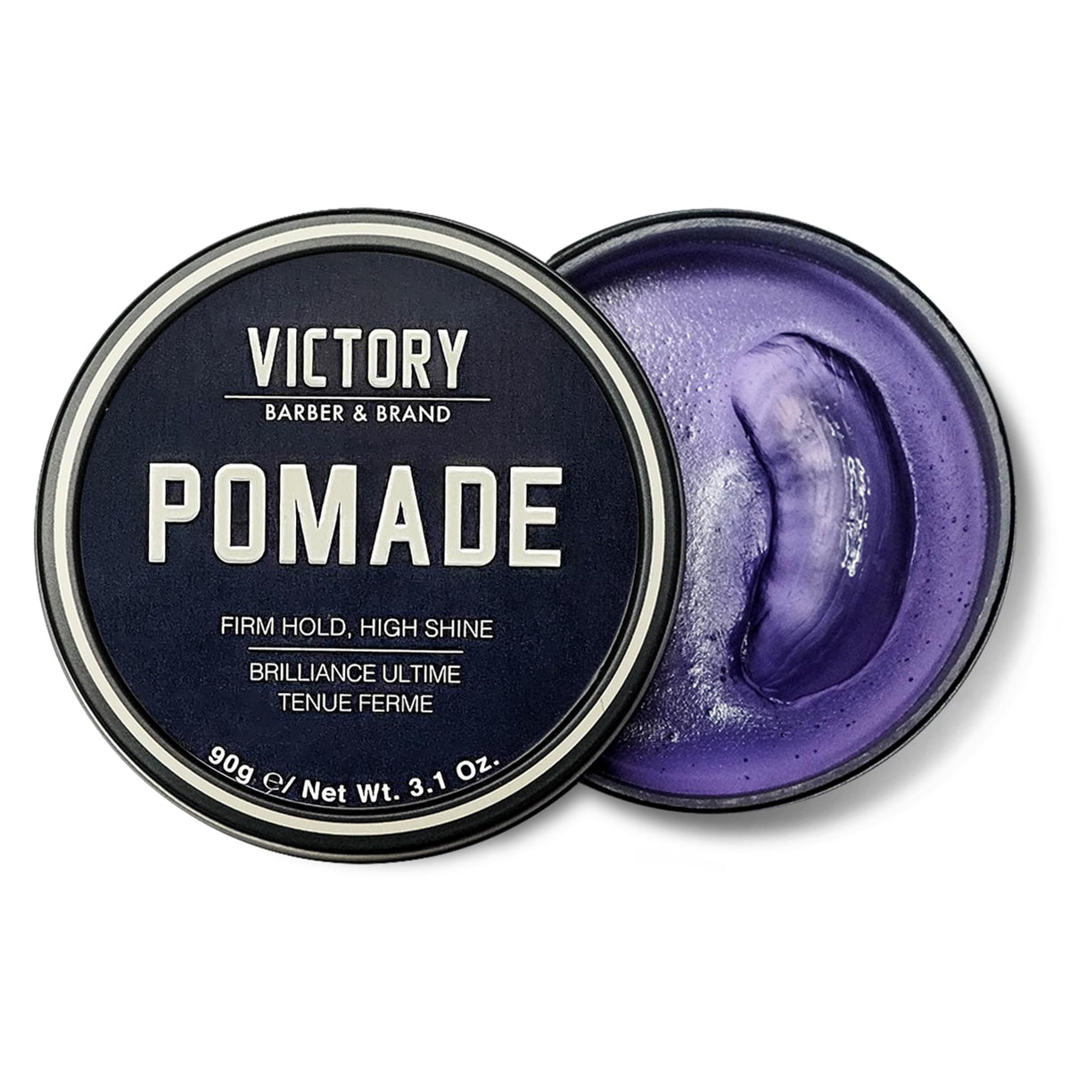 Victory Barber & Brand front packaging showing strong-hold pomade