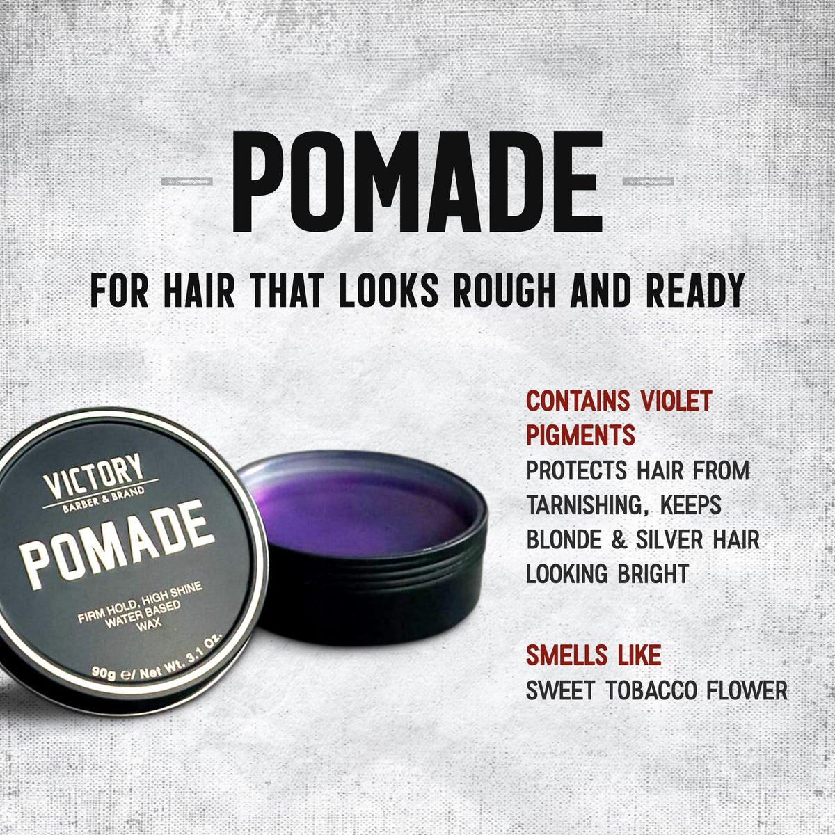 Victory Barber & Brand slicked-back hairstyle showing polished shine
