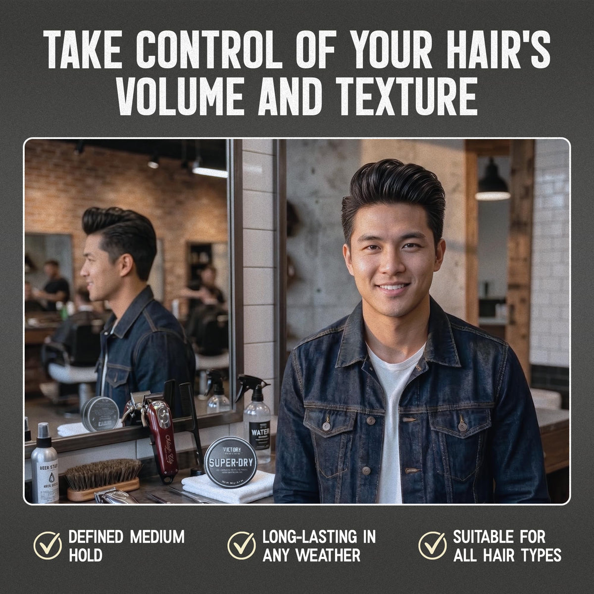 Victory Barber & Brand tube close-up label highlighting product name and clear usage benefit
