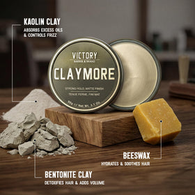 Victory Barber & Brand bentonite and kaolin clay close-up for oil absorption