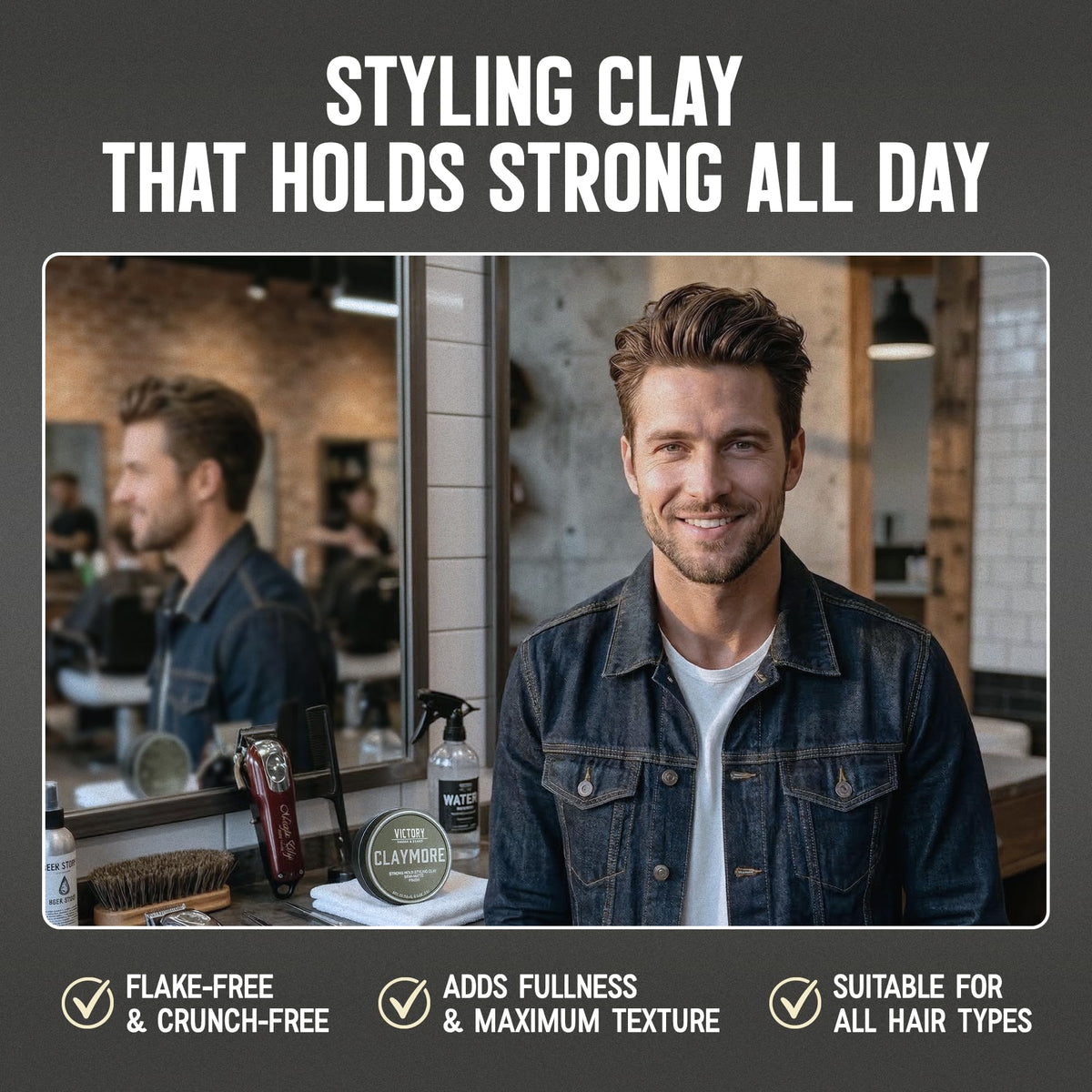 Victory Barber & Brand open tin texture highlighting workable clay