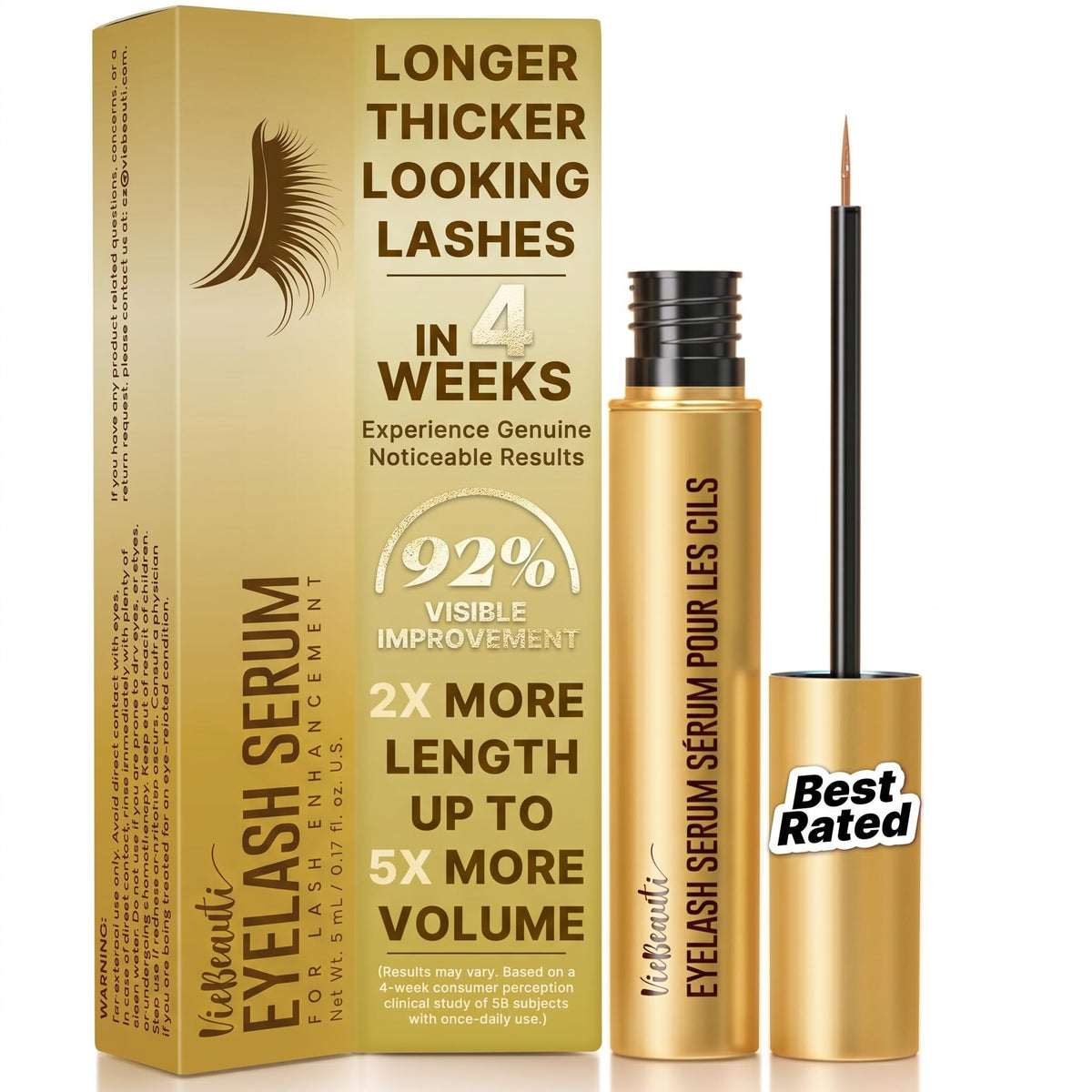 VieBeauti front bottle view showing sleek packaging and 5 mL size benefit