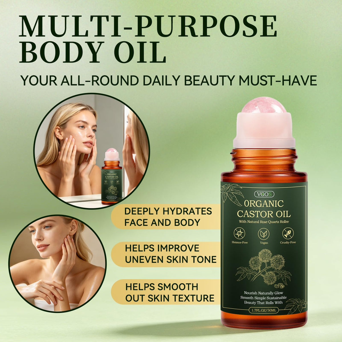 vifdusi golden castor oil drop texture demonstrating rich hydration and purity