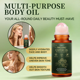 vifdusi golden castor oil drop texture demonstrating rich hydration and purity
