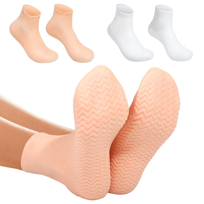 Vigdit front view of XL silicone moisturizing socks showing full coverage and comfort