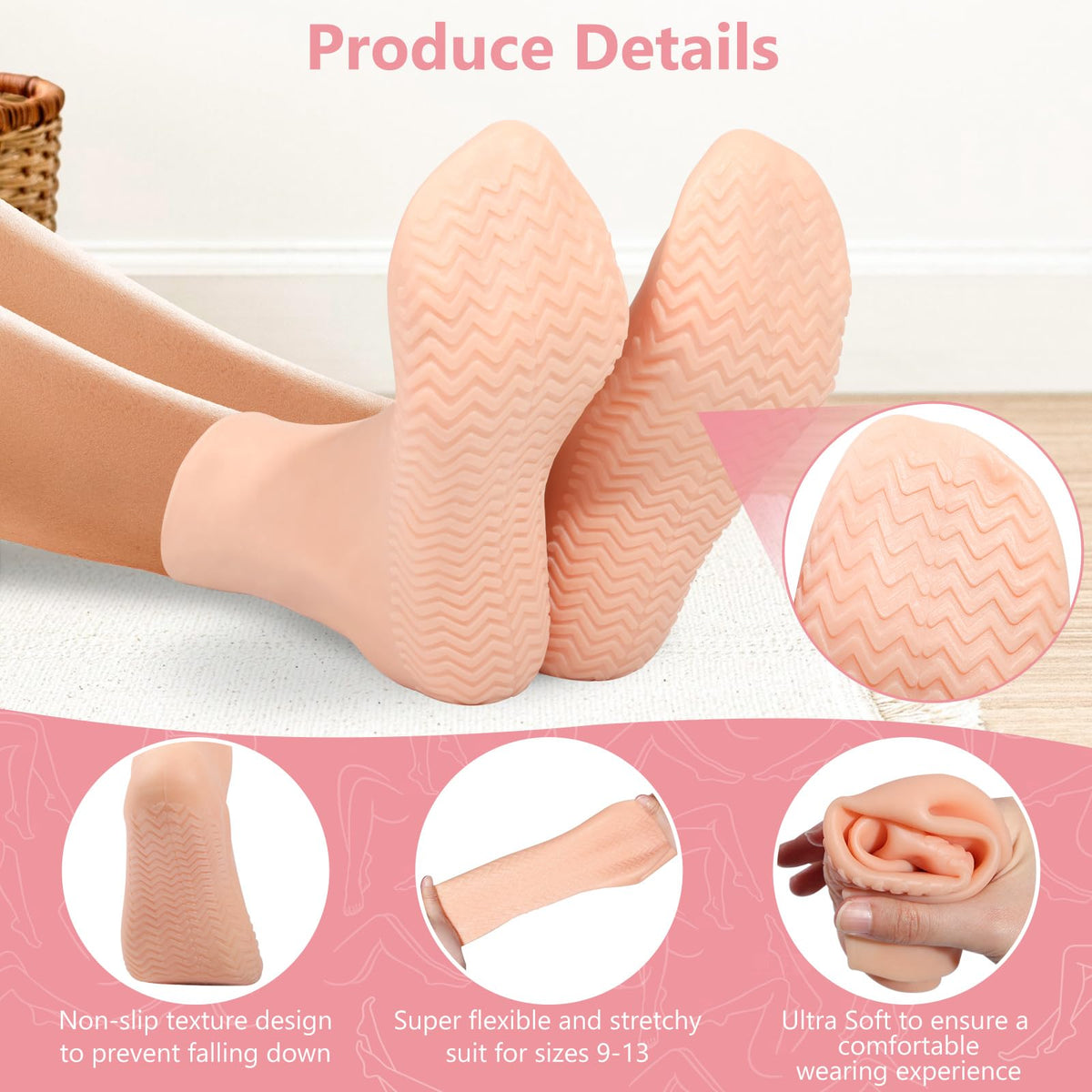 Vigdit closeup of non‑slip sole dots providing safer grip during foot spa