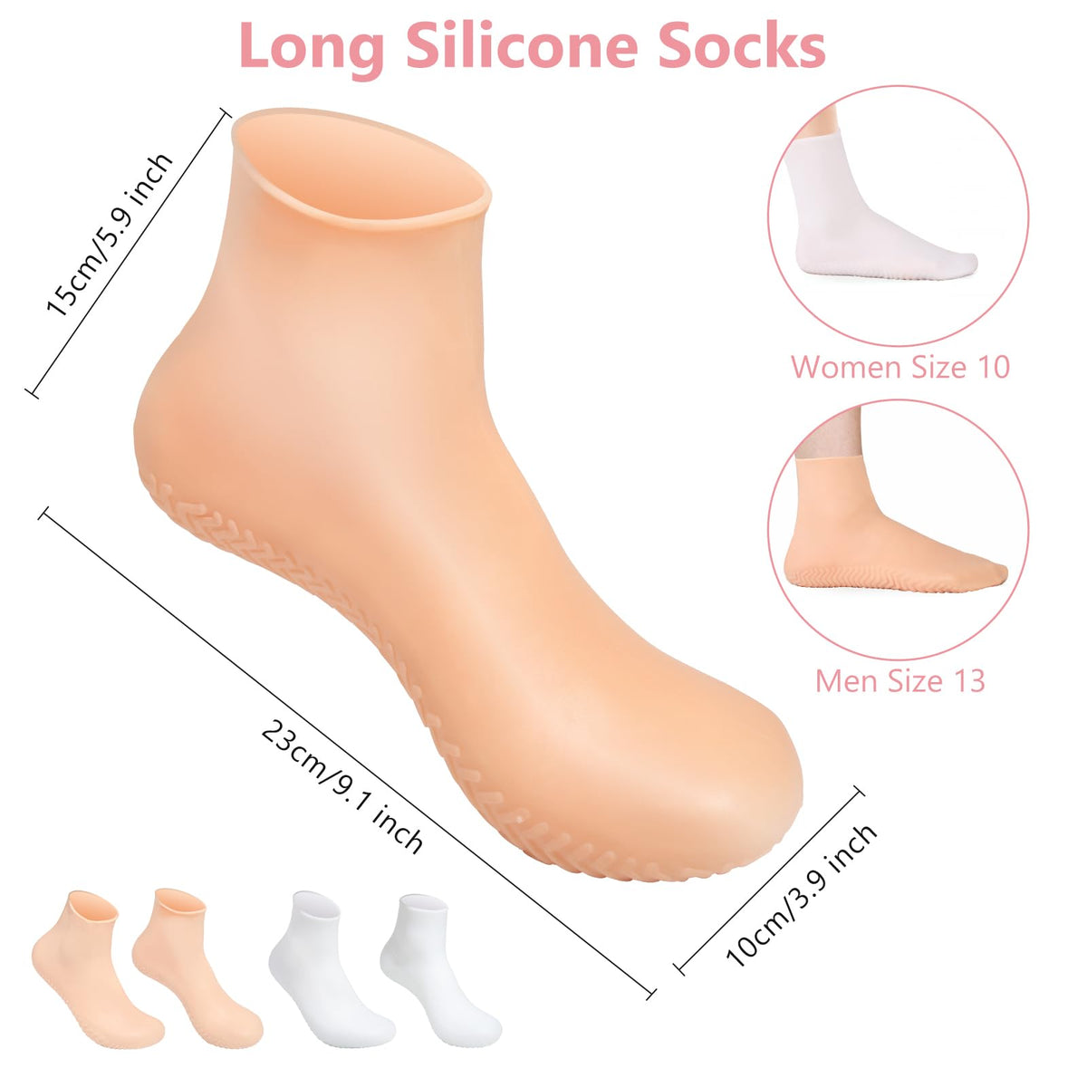 Vigdit size comparison showing XL sock scale against a shoe for fit guidance