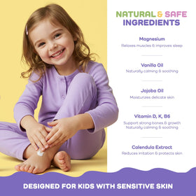 Vigority being applied to child arm illustrating gentle massage and calming routine