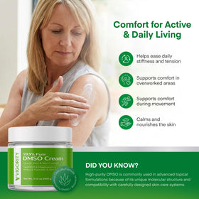 Vigority cream applied on forearm demonstrating even spreadability and comfortable finish