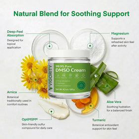 Vigority cream applied on forearm demonstrating smooth, non-greasy finish