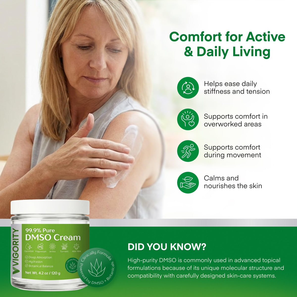 Vigority close-up of aloe, turmeric, arnica with natural ingredient focus