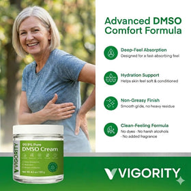 Vigority tube open displaying cream texture and quick-absorbing consistency