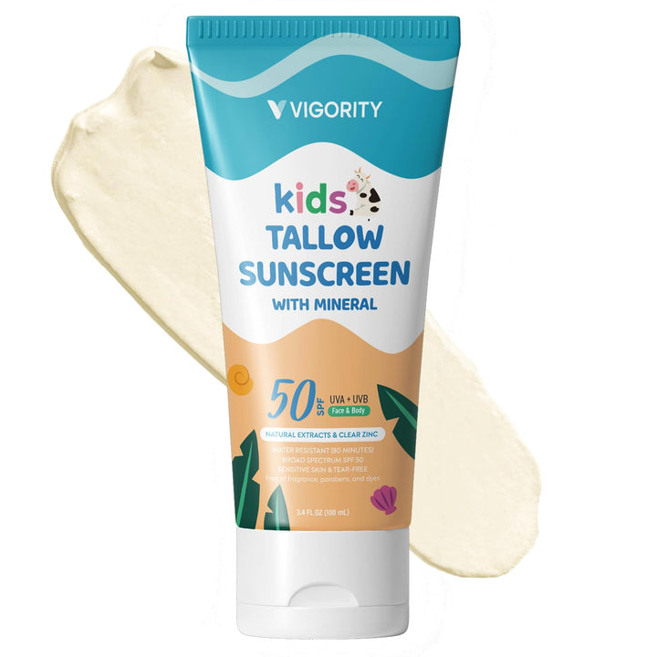 Vigority front packaging showing SPF 50 and kid-friendly sunblock benefit