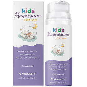 Vigority front packaging showing magnesium lotion and calming benefits