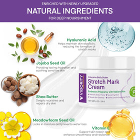 Vigority applied to pregnant belly during massage improving skin comfort
