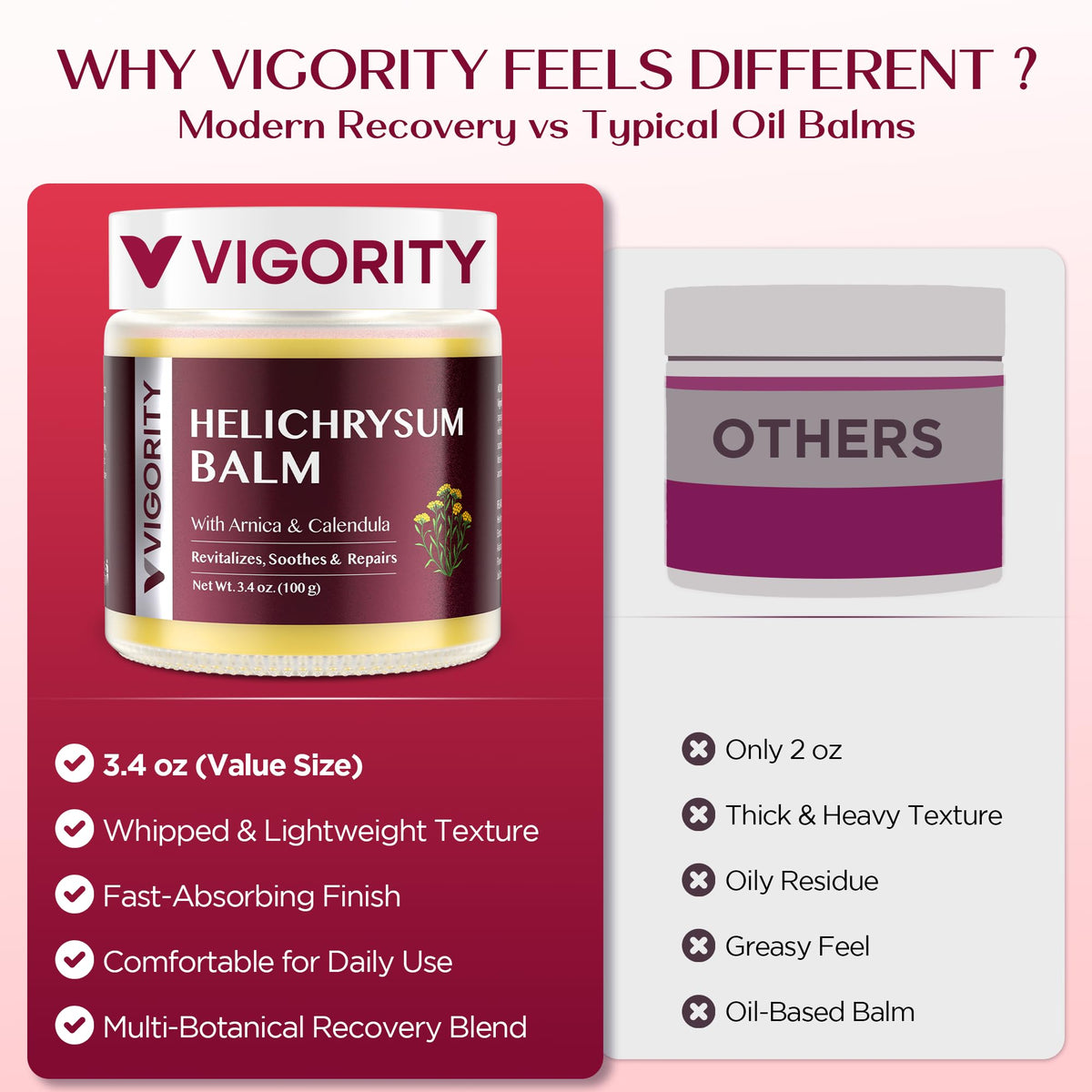 Vigority jar next to hand for scale showing convenient 3.4oz size