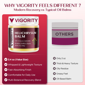 Vigority jar next to hand for scale showing convenient 3.4oz size