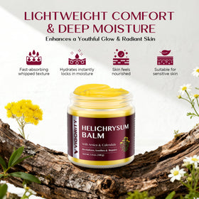 Vigority balm on bedside table in lifestyle setting showing night care use
