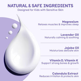 Vigority applied to child's feet during bedtime massage for relaxation