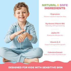 Vigority being massaged into a child's arm to soothe before sleep