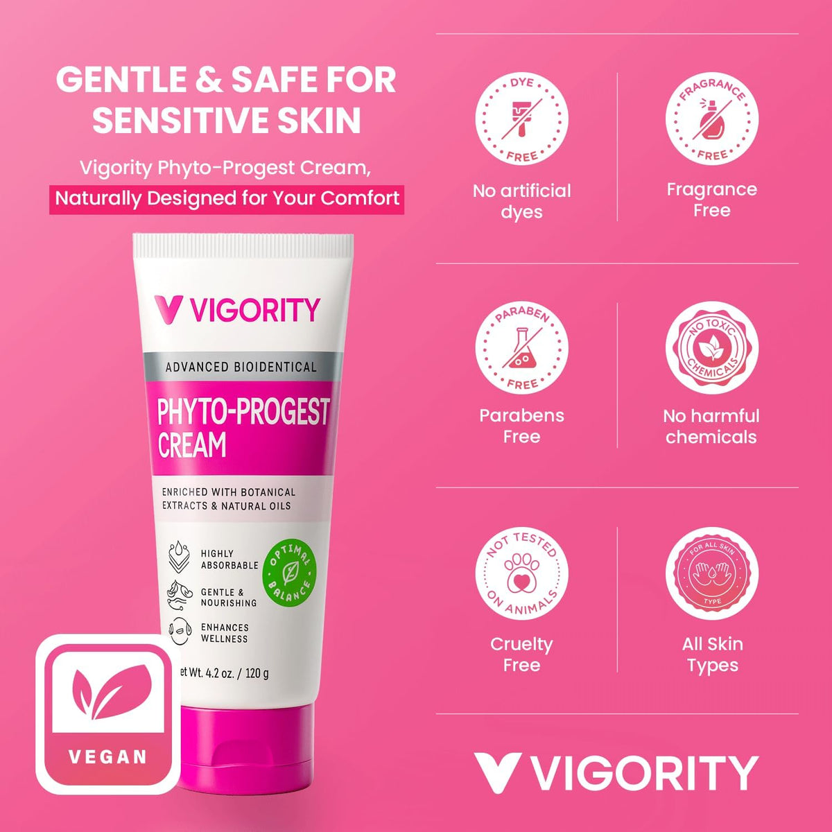 Vigority being applied to hand to demonstrate gentle spread and hydrating benefit