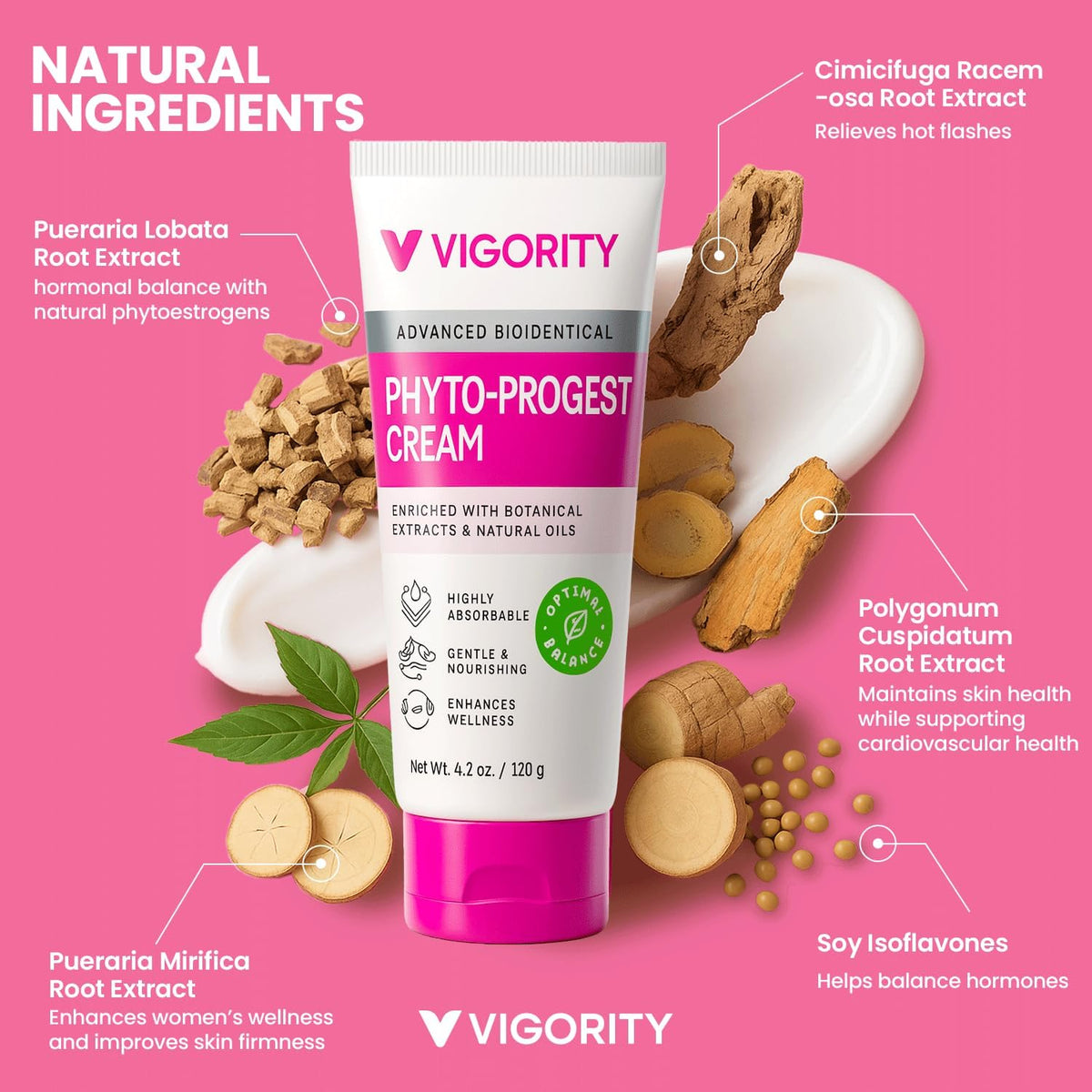 Vigority creamy texture close-up showing smooth finish and fast absorption benefit