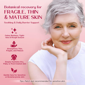 Vigority cream on fingertip being applied for targeted soothing and hydration