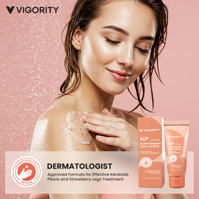 Vigority tube beside hand showing product size and easy application