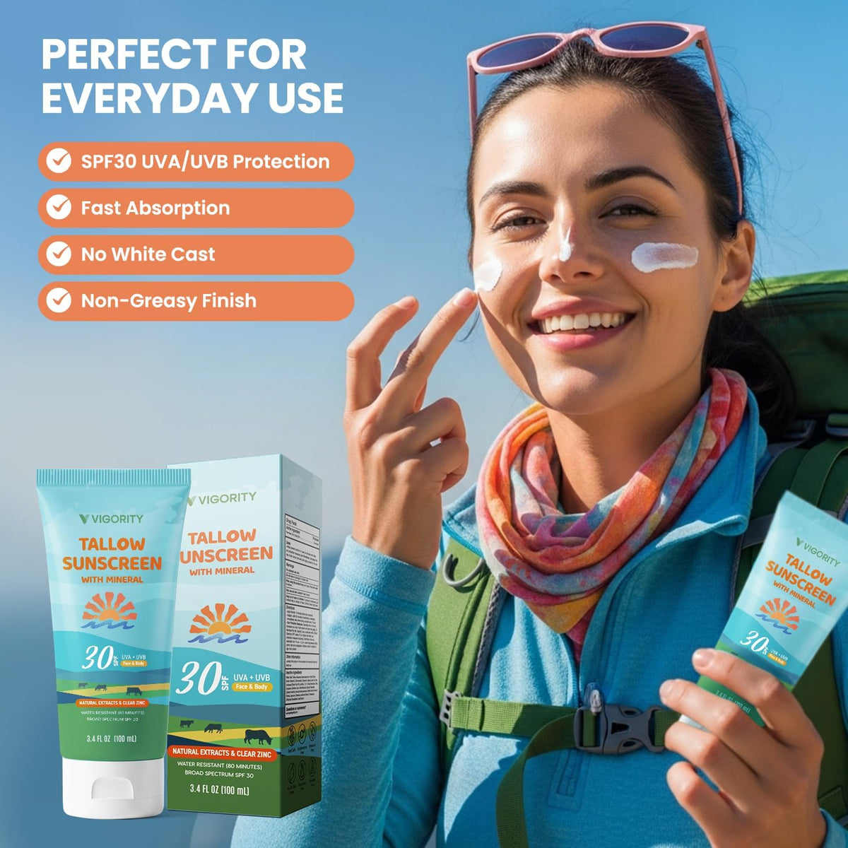 Vigority texture close-up highlighting smooth non-greasy spread benefit