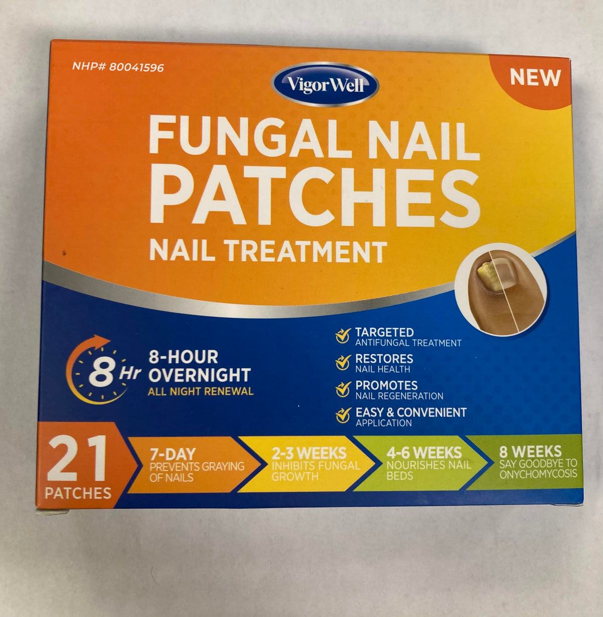 VigorWell skin-toned patch on foot blending discreetly under sock