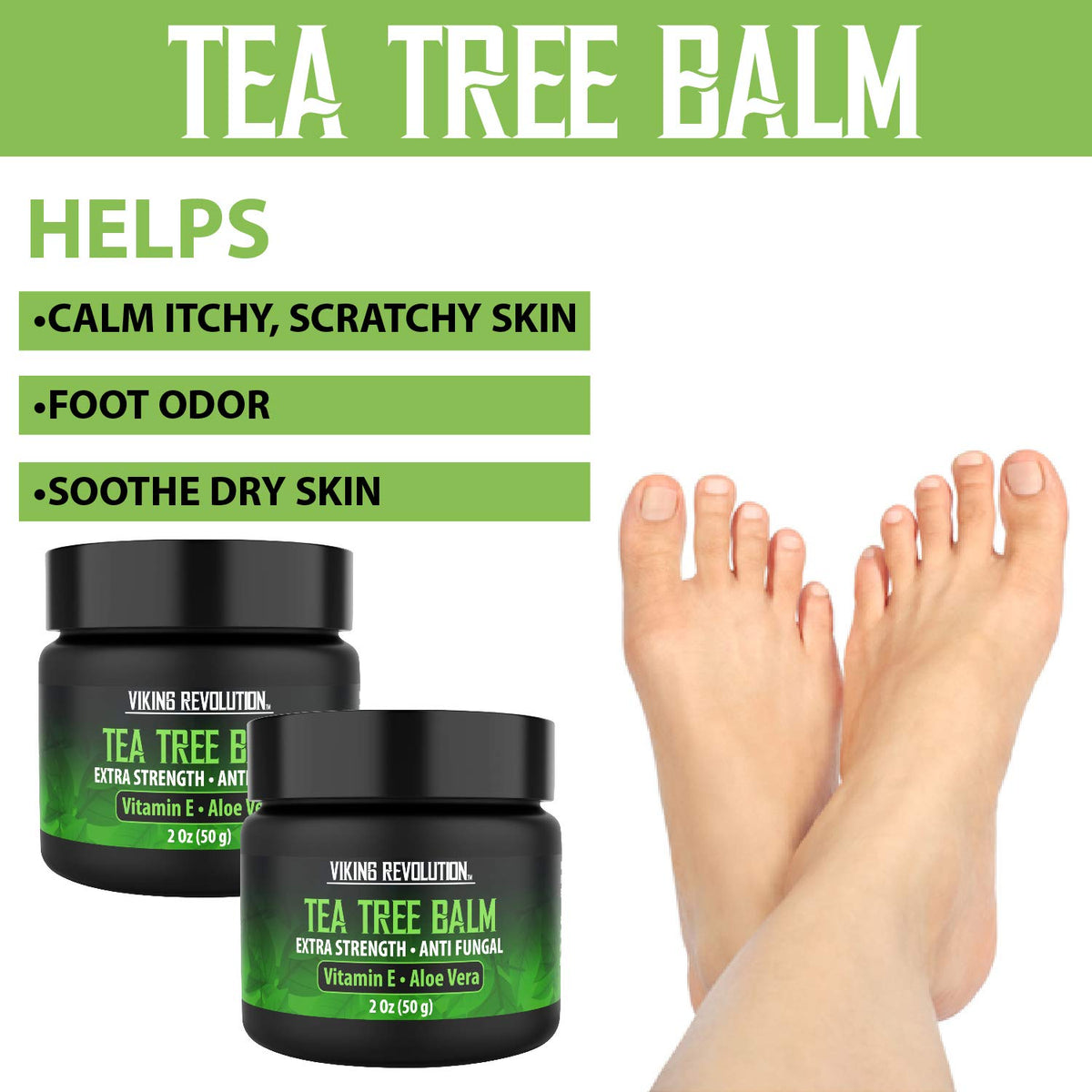 Viking Revolution applying balm to toes demonstrating relief for athlete's foot
