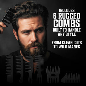Viking Revolution comb set laid out organizing tools for precise styling