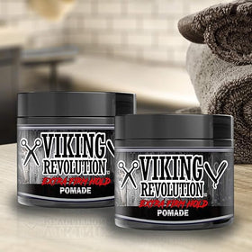 Viking Revolution styled hair showing glossy finish and defined shape benefit