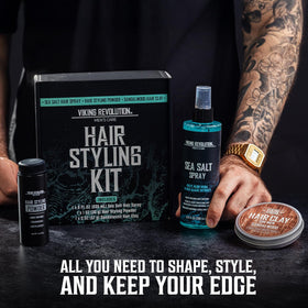 Viking Revolution styling kit on bathroom counter for daily routine