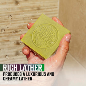 Viking Revolution lifestyle bathroom shelf displaying soaps for daily grooming