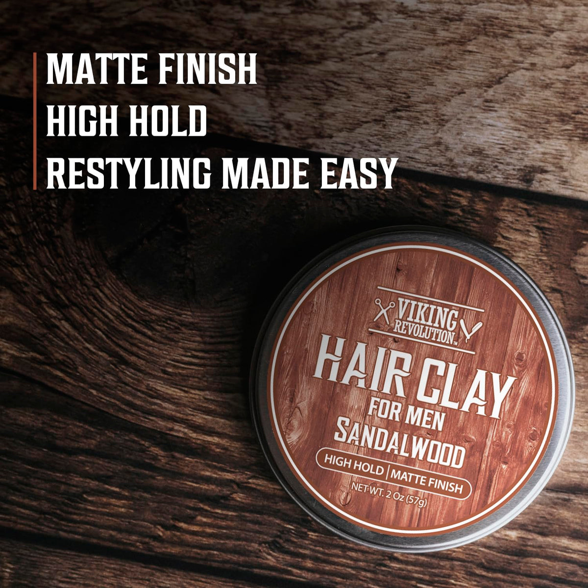 Viking Revolution open jar showing clay texture and matte styling advantage