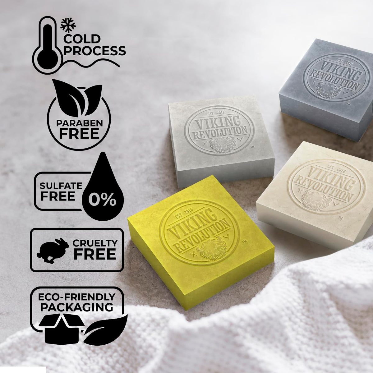 Viking Revolution soap bars held in hand to show size and travel convenience