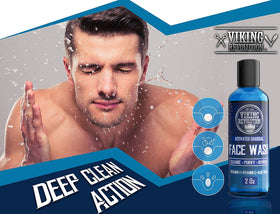 Viking Revolution cleanser texture close-up showing charcoal granules and smooth lather