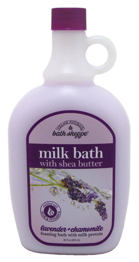 Village Naturals Therapy creamy milk bath texture pouring to show rich hydration