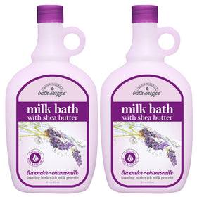 Village Naturals Bath Shoppe front packaging showing calming lavender scent and two bottles