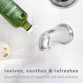 Village Naturals Therapy close-up label highlighting eucalyptus, spearmint, menthol