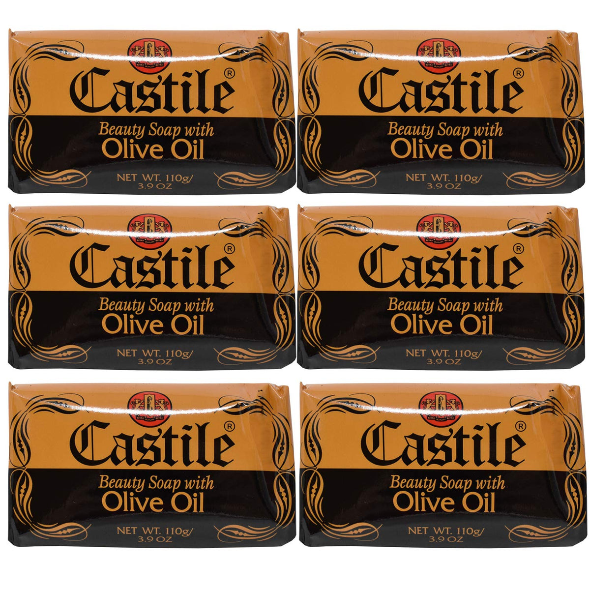 Vineen castile front packaging showing six 3.9 oz bars and simple branding for value