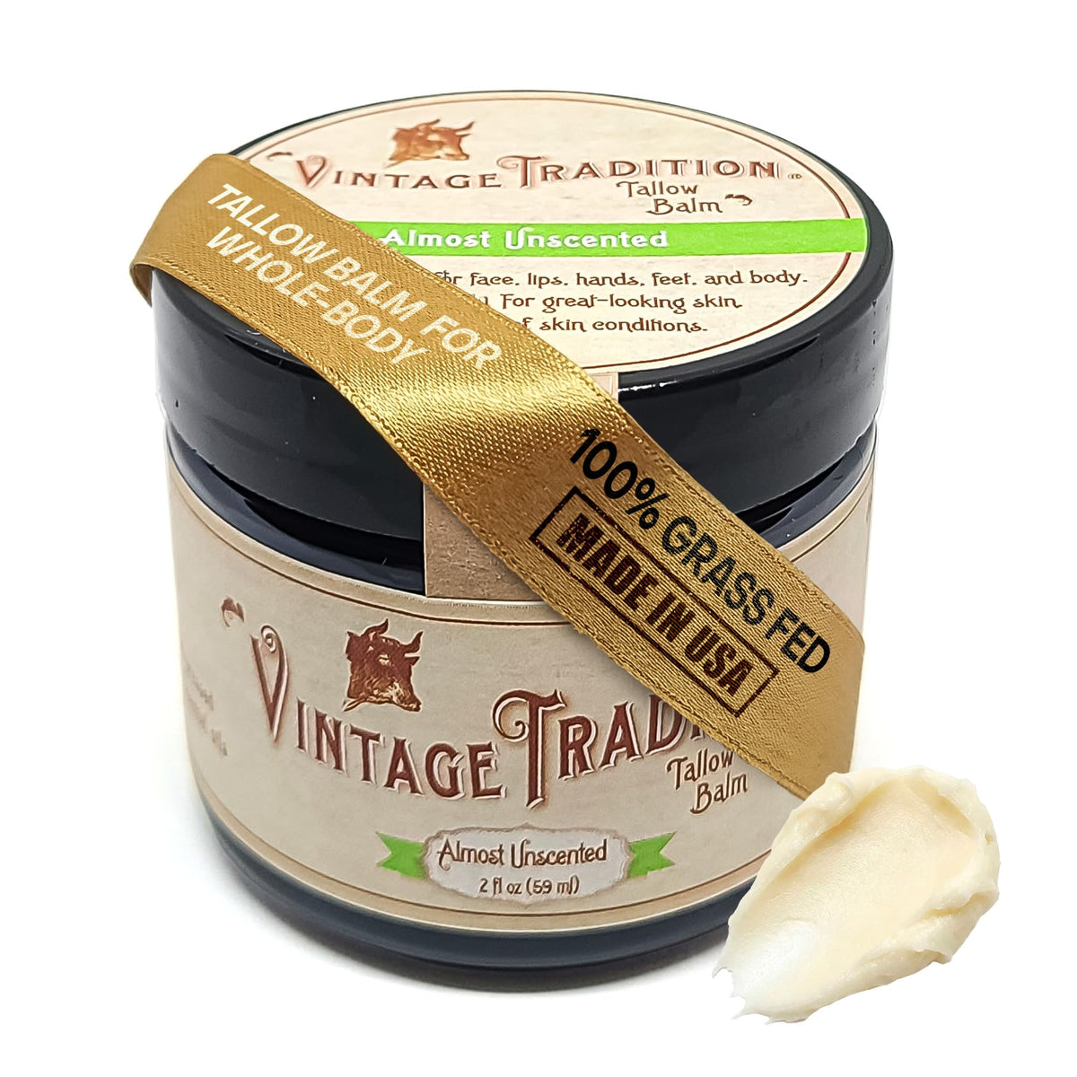 Vintage Tradition front jar shot showing compact 2 fl oz convenience and gentle formula