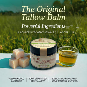 Vintage Tradition open jar close-up displaying smooth balm texture that melts into skin