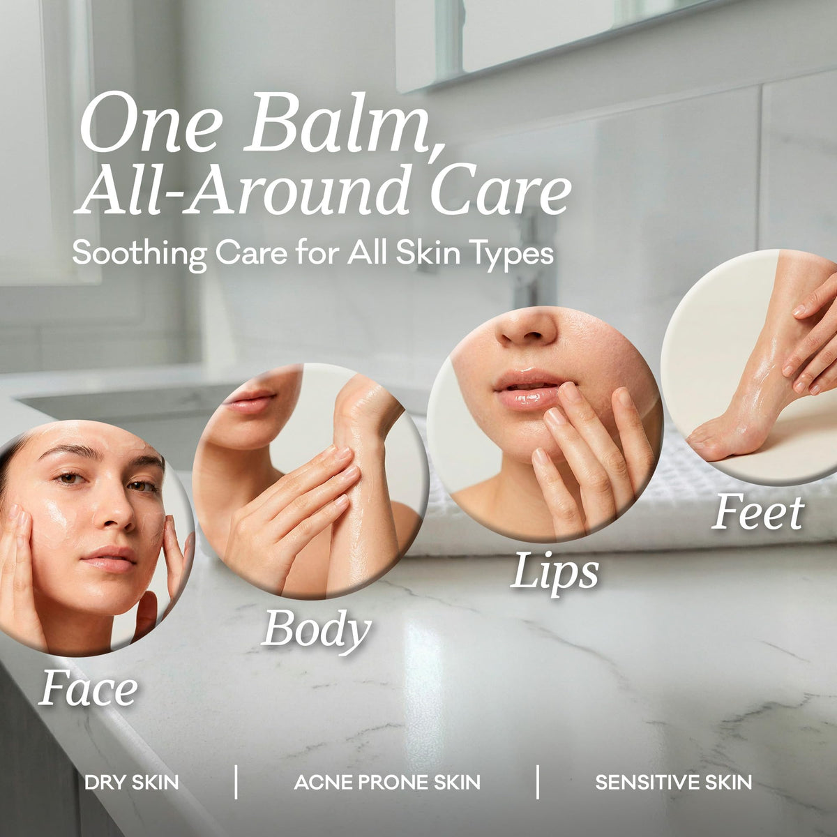 Vintage Tradition applying balm with fingers to show simple targeted use