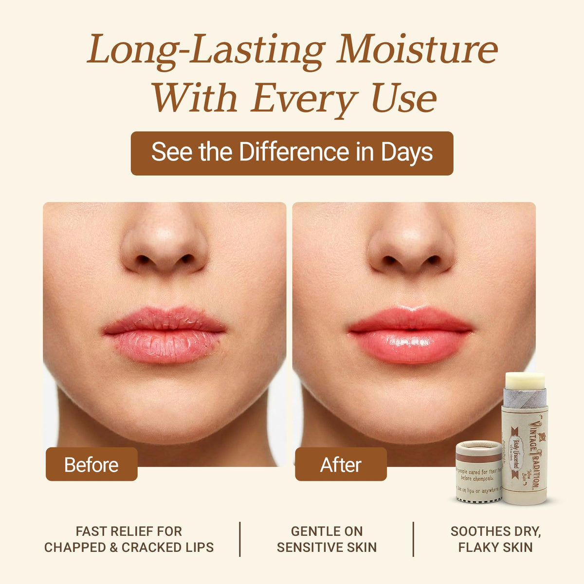 Vintage Tradition using balm on cuticles to restore moisture and soften skin