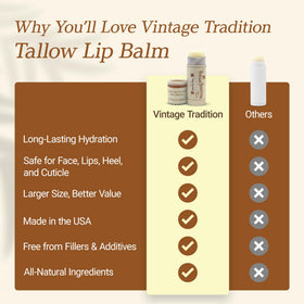 Vintage Tradition product label and ingredient list showcasing simple grass-fed tallow